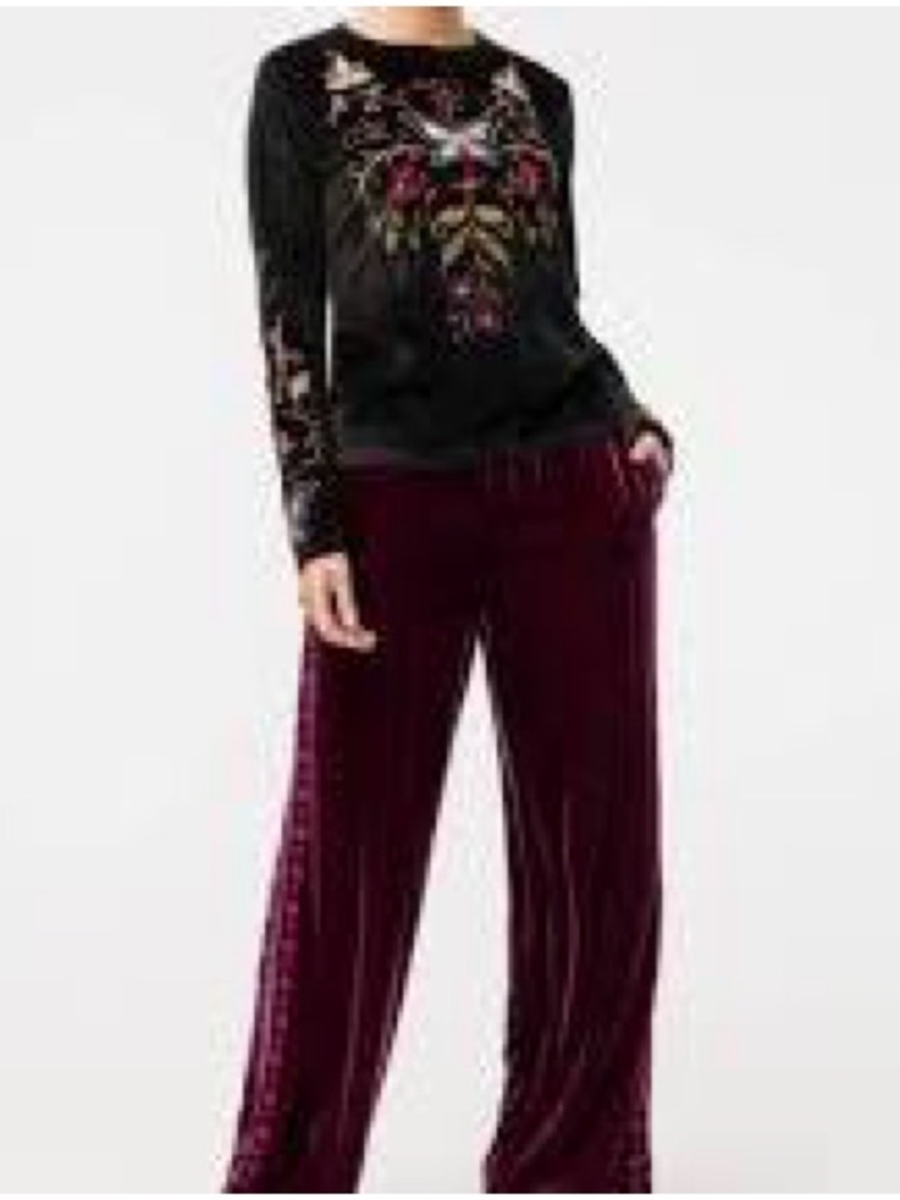 JOHNNY WAS bounce velour long sleeve top embroidered whimsigoth boho size M - Picture 2 of 14